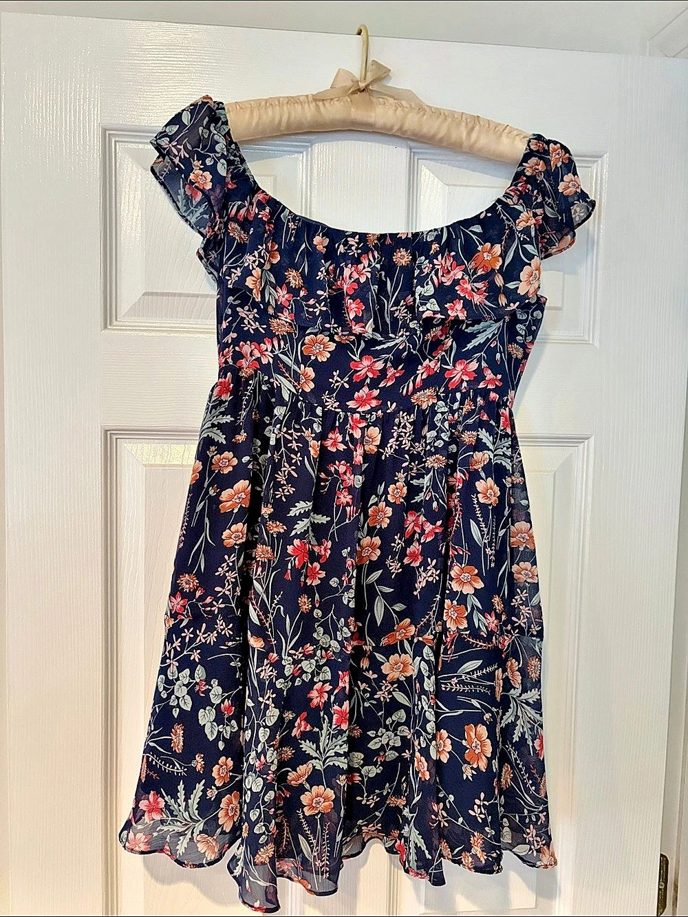 Lulus Floral Mini Dress Blue & Multicolor Small